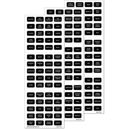 BLUE SEA SYSTEMS 7870 Black 180 Label Set - Emergency Vehicles 7870